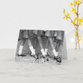 Zwarte en witte softschoendansers Blank Kaart (Gele Bloem)