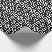 Zwarte en witte Spaanse tegel Cadeaupapier (Hoek)