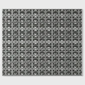 Zwarte en witte Spaanse tegel Cadeaupapier (Vlak)