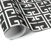 Zwarte en witte Spaanse tegel Cadeaupapier (Rol Hoek)