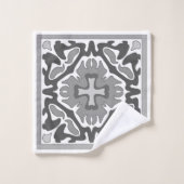 Zwarte en witte Spaanse tegels Bad Handdoek (Wasdoekje)