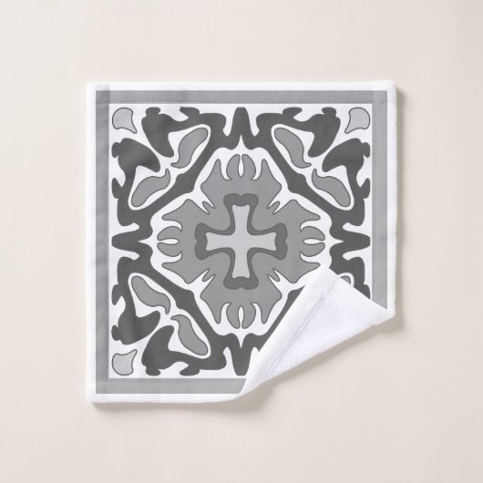 Zwarte en witte Spaanse tegels Bad Handdoek (Wasdoekje)