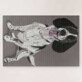 Zwarte en witte spaniel legpuzzel (Horizontaal)