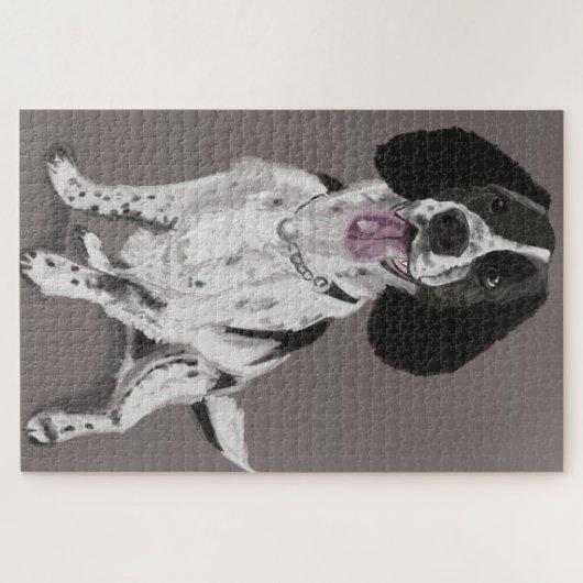 Zwarte en witte spaniel legpuzzel (Horizontaal)