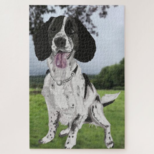 Zwarte en witte spaniel legpuzzel (Verticaal)