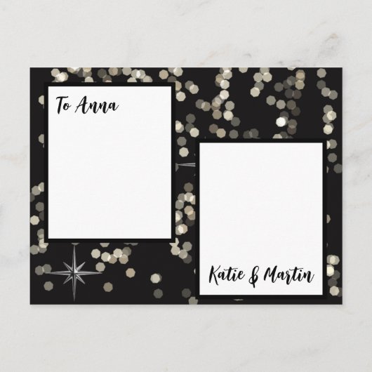 Zwarte en witte sparren Merry Kerstmis Uitnodiging Briefkaart (Achterkant)