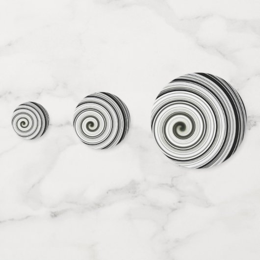 Zwarte en witte spiraal confetti (Voorkanten)