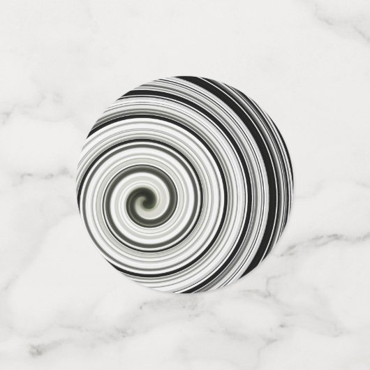 Zwarte en witte spiraal confetti (Kleine voorkant)