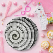 Zwarte en witte spiraal papieren bordje (Feest)