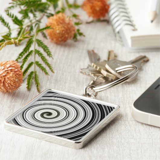 Zwarte en witte spiraal sleutelhanger (Zijkant)