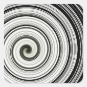 Zwarte en witte spiraal vierkante sticker (Voorkant)