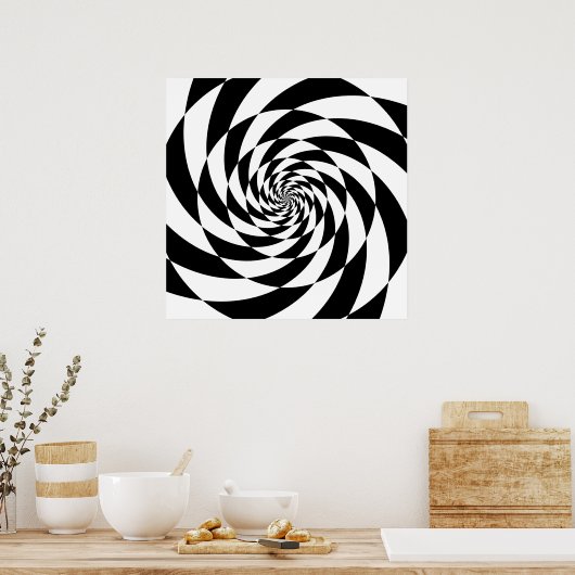 Zwarte en witte spiraaltjes poster (Keuken)
