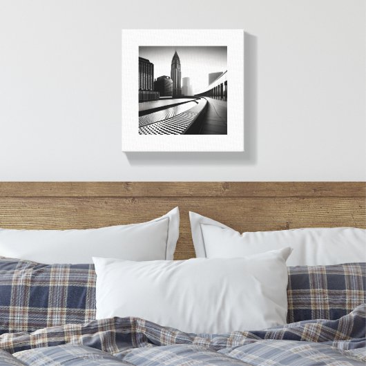 Zwarte en Witte Stad Canvas Afdruk (Insitu (Slaapkamer))