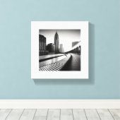 Zwarte en Witte Stad Canvas Afdruk (Insitu (Houten vloer))