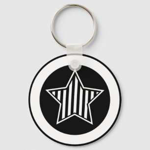 Zwarte en witte Star-Sleutelhanger Sleutelhanger