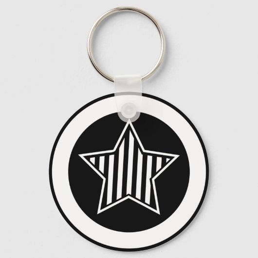 Zwarte en witte Star-Sleutelhanger Sleutelhanger (Voorkant)