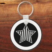 Zwarte en witte Star-Sleutelhanger Sleutelhanger (Voorkant)