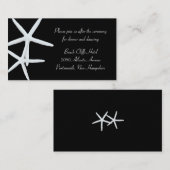 Zwarte en witte Starfish Receptie Venue Enclosure Informatiekaartje (Voorkant / Achterkant)