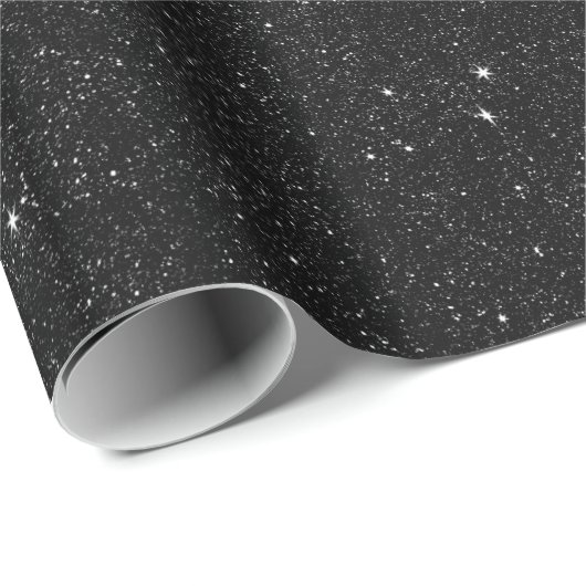 Zwarte en witte Starry Nebula Night Cadeaupapier (Rol Hoek)