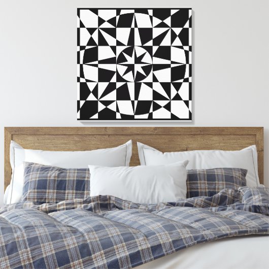 Zwarte en witte ster canvas afdruk (Insitu (Slaapkamer))