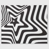 zwarte en witte ster illusie cadeaupapier (Vlak)