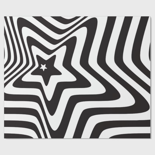 zwarte en witte ster illusie cadeaupapier (Vlak)