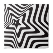 zwarte en witte ster illusie tegeltje (Voorkant)