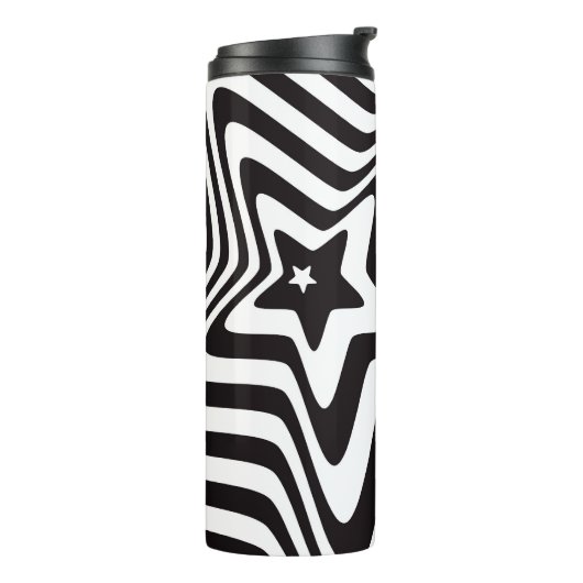 zwarte en witte ster illusie thermosbeker (Gedraaid links)