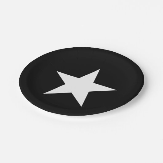 Zwarte en witte ster papieren bordje (Gekanteld)