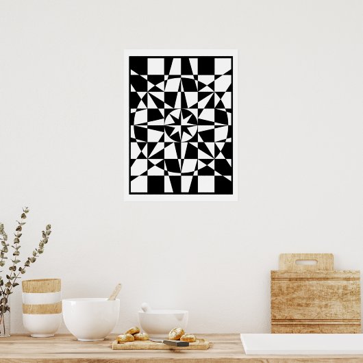 Zwarte en witte ster poster (Keuken)