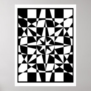 Zwarte en witte ster poster