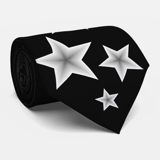 Zwarte en witte ster stropdas (Opgerold)