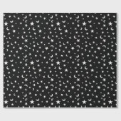 Zwarte en witte sterren en moonen cadeaupapier (Vlak)