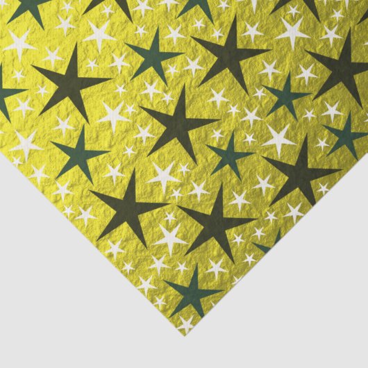 zwarte en witte sterren in goudpapier tissuepapier (Detail)