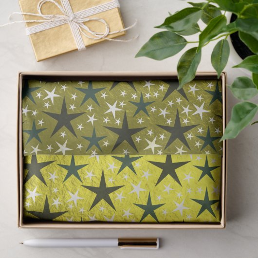 zwarte en witte sterren in goudpapier tissuepapier (Geschenk)