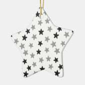 Zwarte en witte sterren keramisch ornament (Links)
