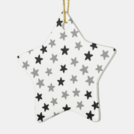 Zwarte en witte sterren keramisch ornament (Links)