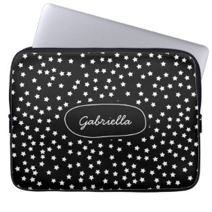 Zwarte en witte sterren laptop sleeve
