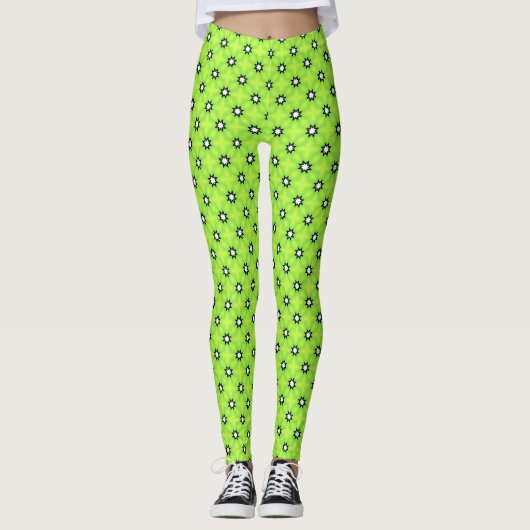 Zwarte en witte sterren leggings (Voorkant)