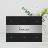 Zwarte en witte sterren met Silver Special Event Kaart (Staand voorkant)