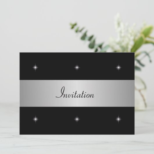 Zwarte en witte sterren met Silver Special Event Kaart (Staand voorkant)