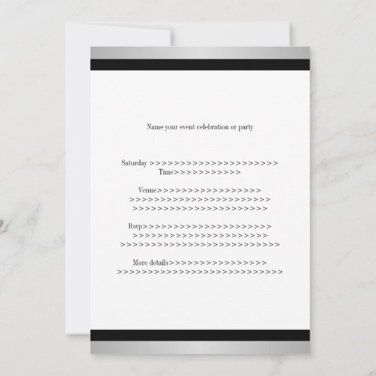 Zwarte en witte sterren met Silver Special Event Kaart (Achterkant)