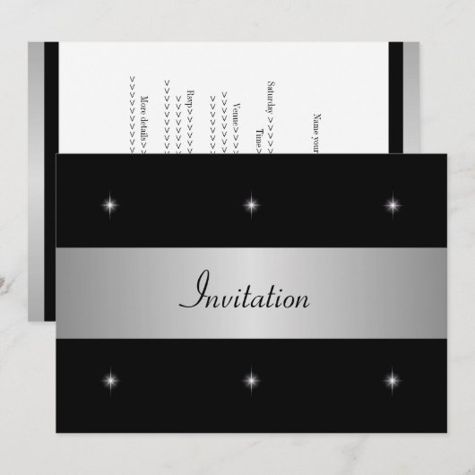 Zwarte en witte sterren met Silver Special Event Kaart (Voorkant / Achterkant)