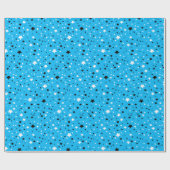 zwarte en witte sterren op aqua cadeaupapier (Vlak)