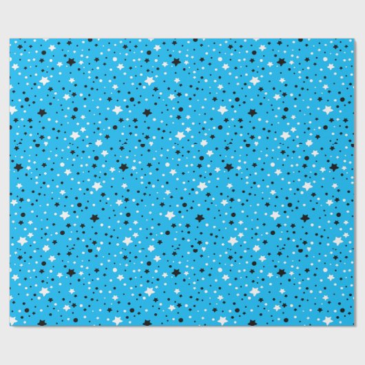 zwarte en witte sterren op aqua cadeaupapier (Vlak)