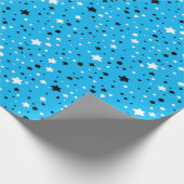 zwarte en witte sterren op aqua cadeaupapier (Hoek)