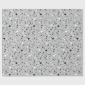 zwarte en witte sterren op grijs cadeaupapier (Vlak)
