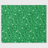 zwarte en witte sterren op groen cadeaupapier (Vlak)