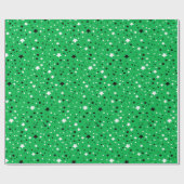 zwarte en witte sterren op groen cadeaupapier (Vlak)
