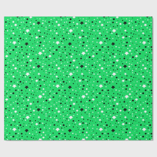Zwarte en witte sterren op Neon Green Cadeaupapier (Vlak)